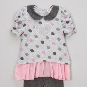 Small Wonders Collared Top with Pink Ruffle Bottom